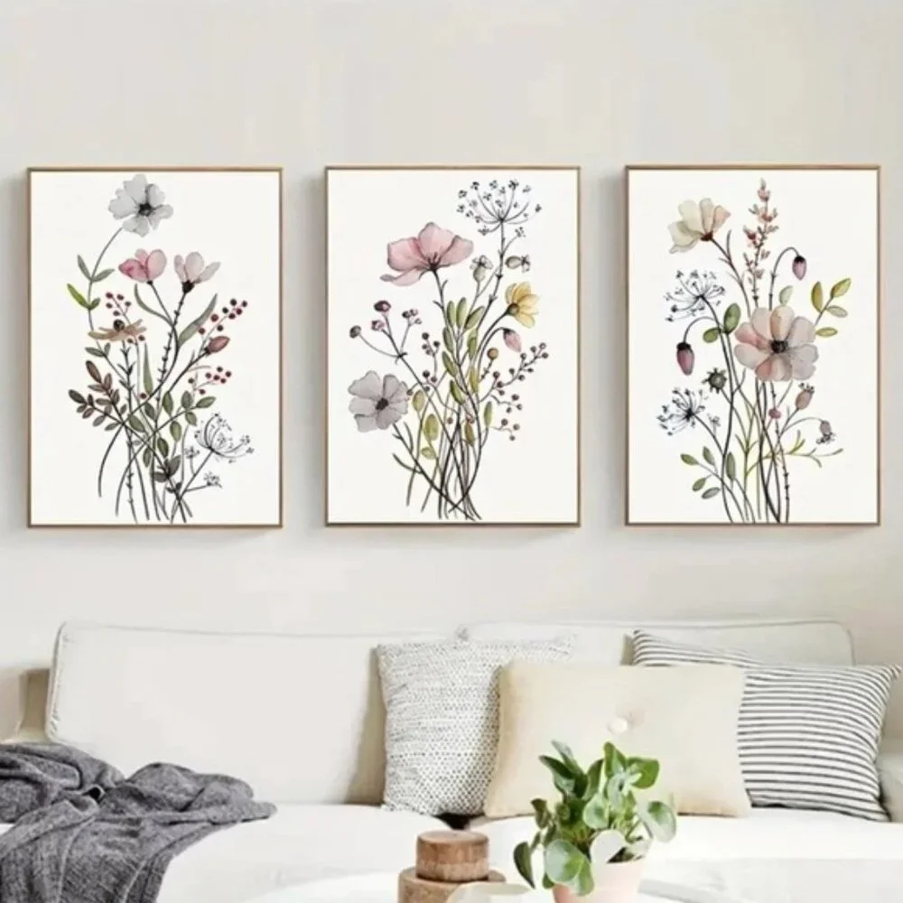 Boho Floral Nature Print Canvas Wall Decor